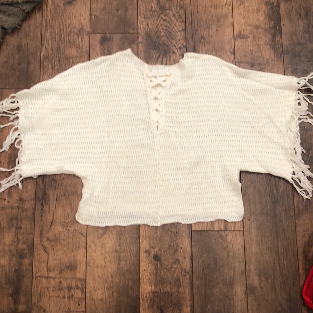 Cream colored crochet top